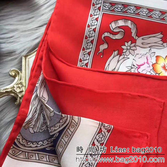 HERMES愛馬仕經典款 2018專櫃新品真絲緞面燙金大方巾 LLWJ7707